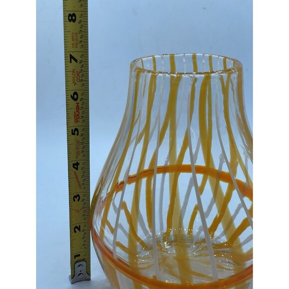 Anthropologie Blow Art Glass Orange Swirl Vase Retro - Picture 7 of 8